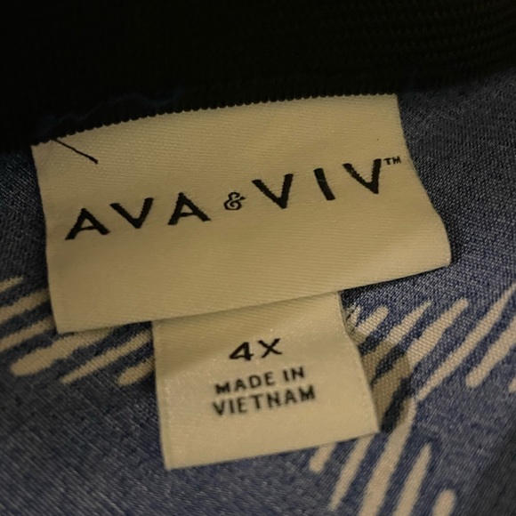 AVA & VIV NWOT Blue Plaid Midi Skirt Size 4X - Picture 2 of 8